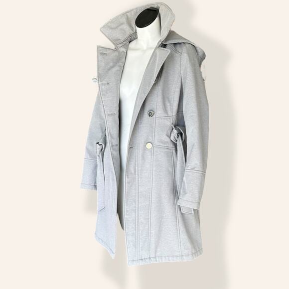 Guess Trench Double-Breasted Hooded Coat M in Gray - Picture 2 of 12